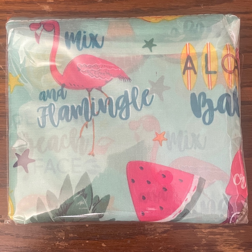 Flamingo/Watermelon reusable fold up tote